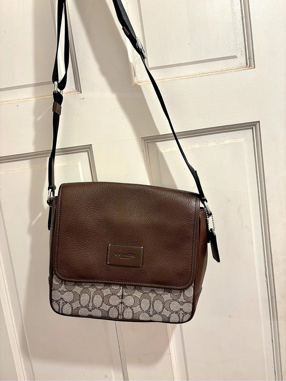 Coach Jack Messenger Bag in Signature Canvas Brown & Beige